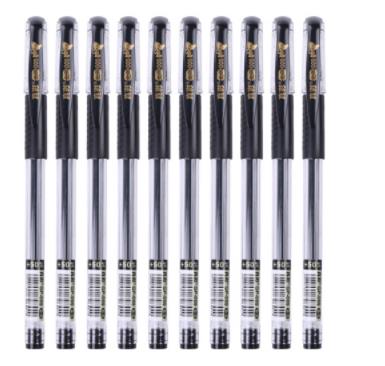 真彩(TRUECOLOR)0.5mm黑色中性笔签字笔水笔金装大容量 12支/盒GP009 