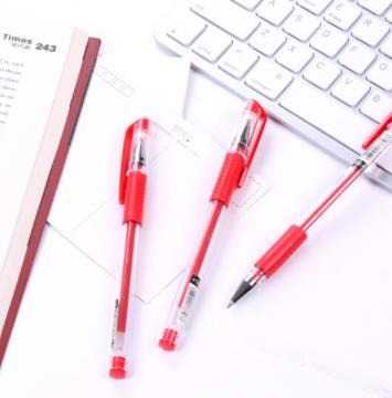 真彩(TRUECOLOR)0.5mm红色中性笔签字笔水笔金装大容量 12支/盒GP009 