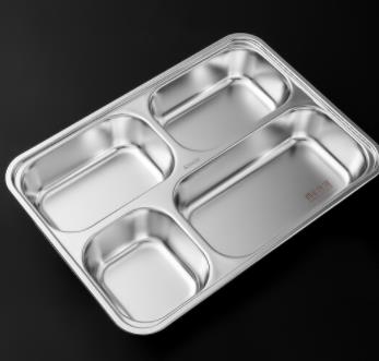 304不锈钢餐盘饭盒 加深加厚分格快餐盘学生餐盒（XJ） 