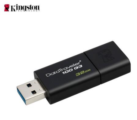 金士顿（Kingston）32GB USB3.0 U盘 DT100G3 黑色 滑盖设计 