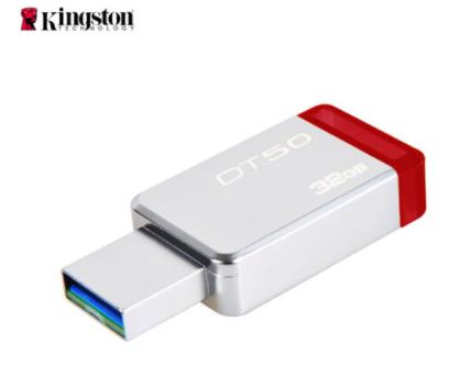 金士顿（Kingston）32GB USB3.1 U盘 DT50 红色 金属外壳 无盖设计 