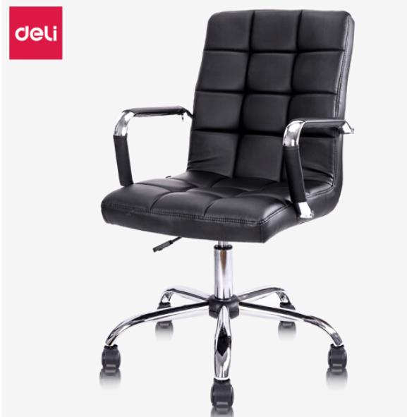 得力（deli）4912 电脑椅转椅人体工学皮椅子 时尚升降座椅 优质PU皮椅子钢质五星脚 