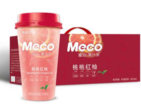 香飘飘奶茶 Meco蜜谷果汁茶 桃桃红柚口味400ml 8杯 