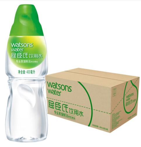 屈臣氏（Watsons）饮用水（蒸馏制法） 400ml*24瓶 整箱装 