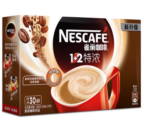 雀巢（Nestle）咖啡 速溶 1+2特浓390g30条/盒（新旧包装随机）） 