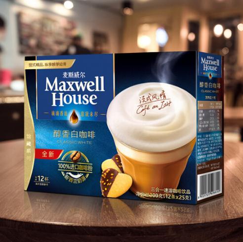 麦斯威尔醇香白咖啡12条（300克/盒）（新老包装交替发货） 