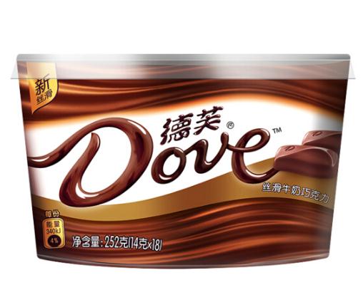 德芙 Dove巧克力分享碗装 丝滑牛奶巧克力 252g/盒 