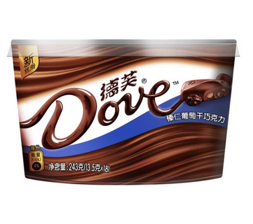 德芙 Dove分享碗装 榛仁葡萄干巧克力243g/盒 
